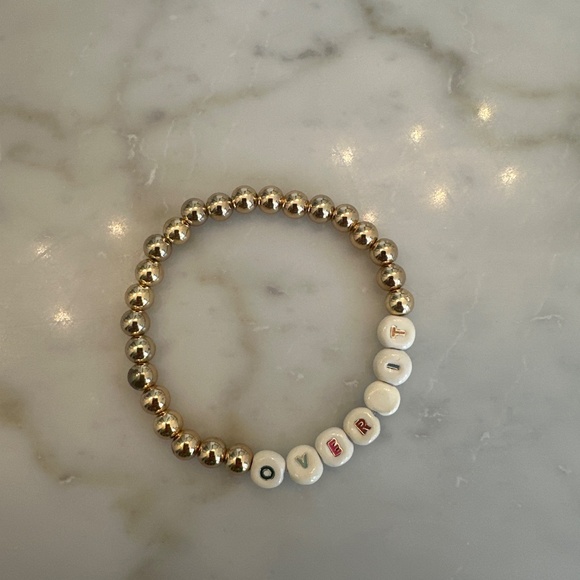 Gold Beaded bracelet "over it" - Picture 2 of 3